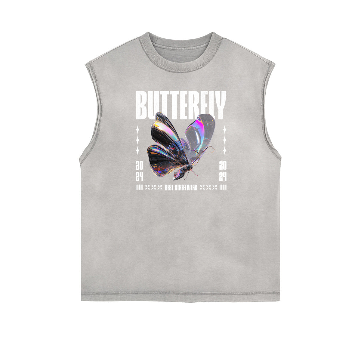 Sleeveless Chrome Y2K Streetwear Pattern Muscle Tank