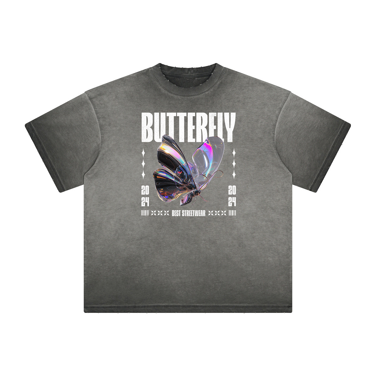 Camiseta con estampado de ropa urbana Y2K de cromo pesado