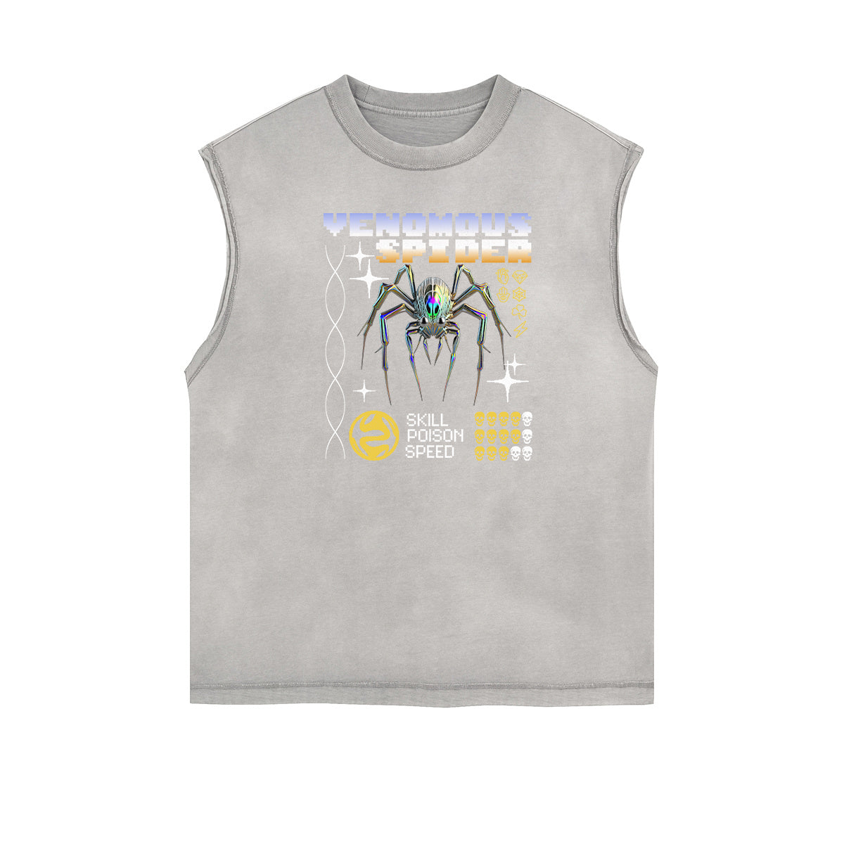 Sleeveless Chrome Y2K Streetwear Pattern Muscle Tank