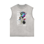 Sleeveless Chrome Y2K Streetwear Pattern Muscle Tank