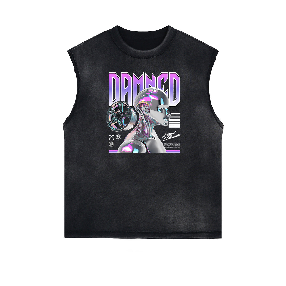Sleeveless Chrome Y2K Streetwear Graphic Tee