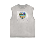 Sleeveless Chrome Y2K Streetwear Pattern Muscle Tank
