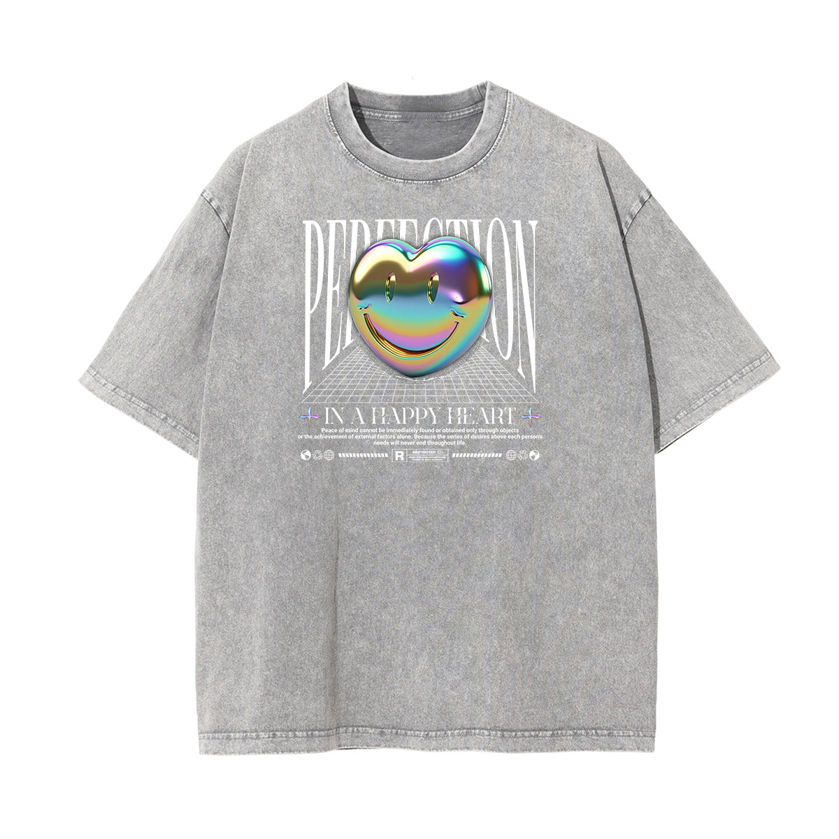 Faded Chrome Y2K Streetwear Pattern Tee