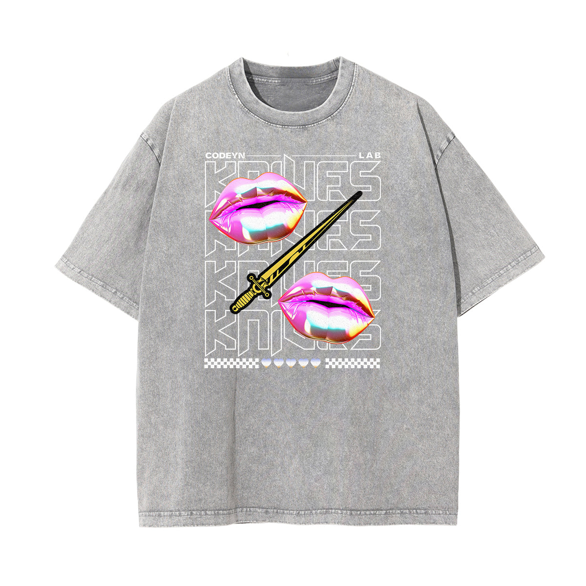 Faded Chrome Y2K Streetwear Pattern Tee