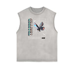 Sleeveless Chrome Y2K Streetwear Pattern Muscle Tank