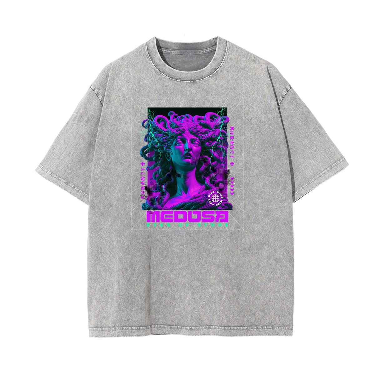 Camiseta Vanquisher lavada con estampado neón Y2K