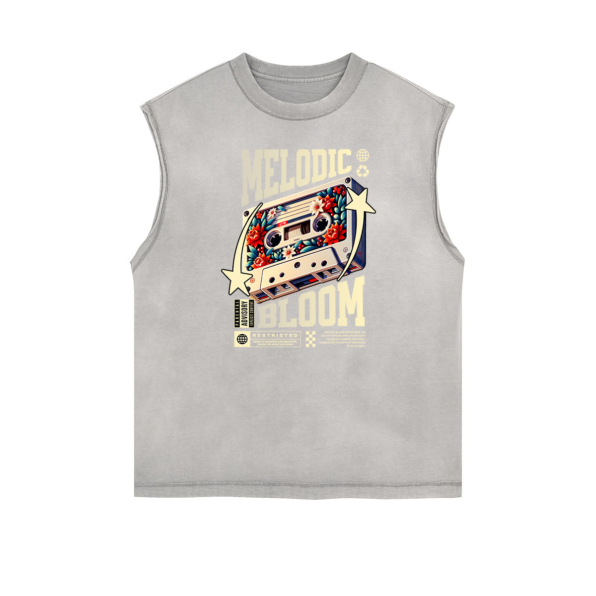 Faded Vintage Illustration Art Pattern Tank Top