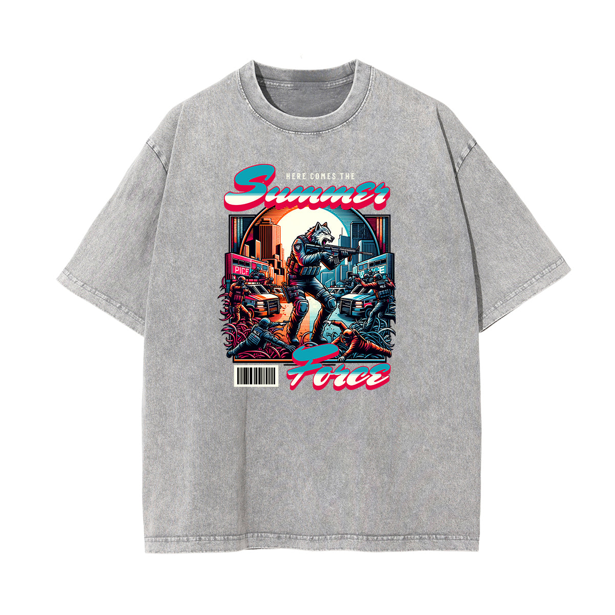 Camiseta gráfica con ilustración descolorida y lavada