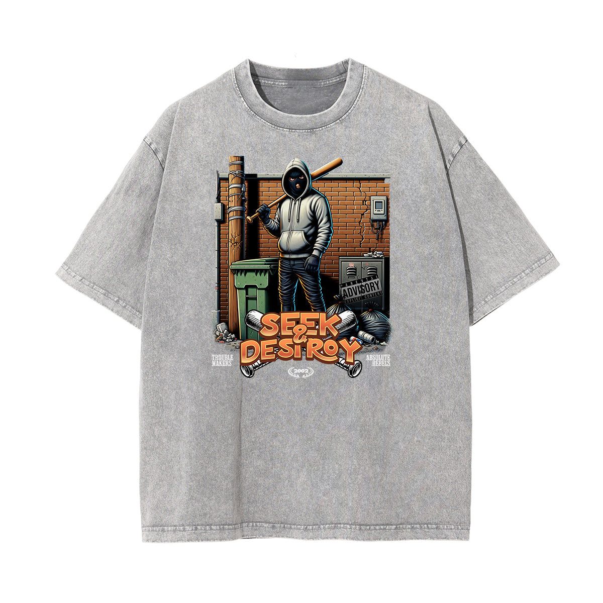 Camiseta gráfica con ilustración descolorida y lavada