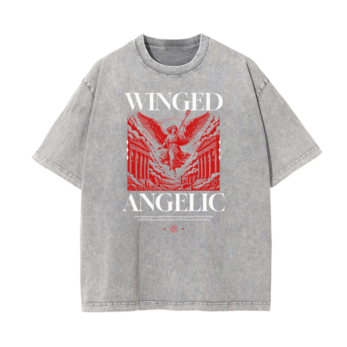 Celestial & Angel Statue Graphic Gray Tee