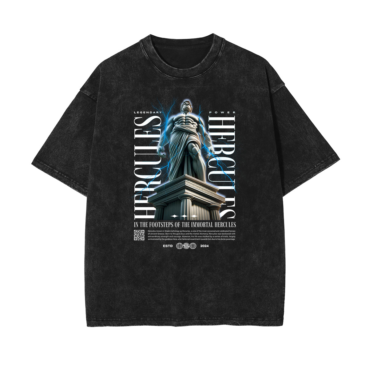 Celestial & Angel Statue Pattern Black Tee