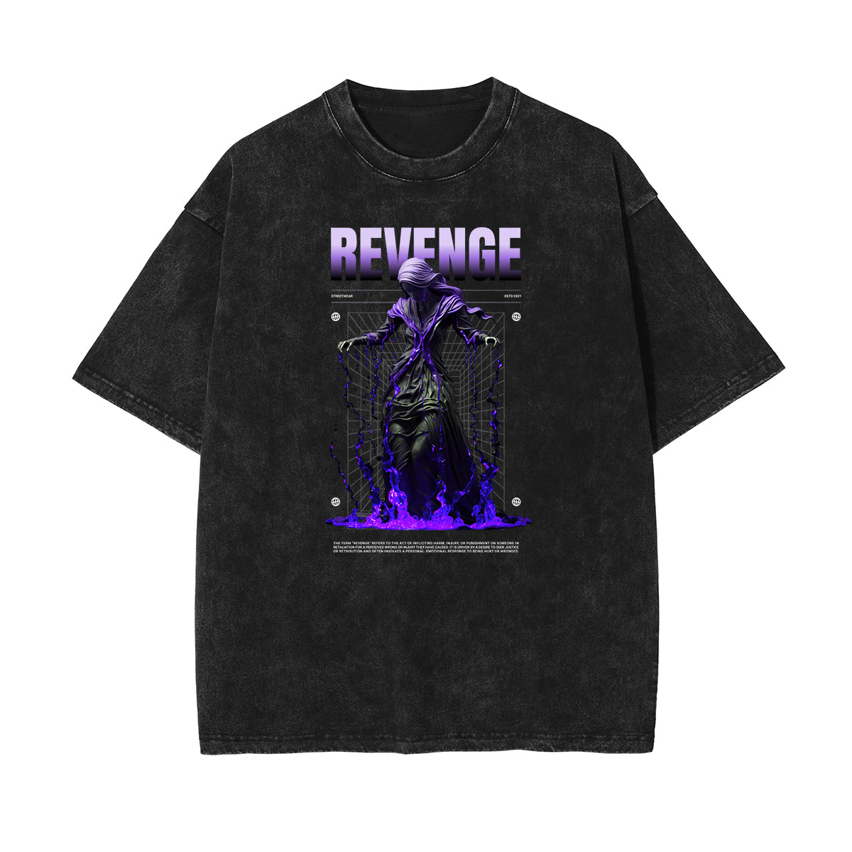 Celestial & Angel Statue Pattern Black Tee