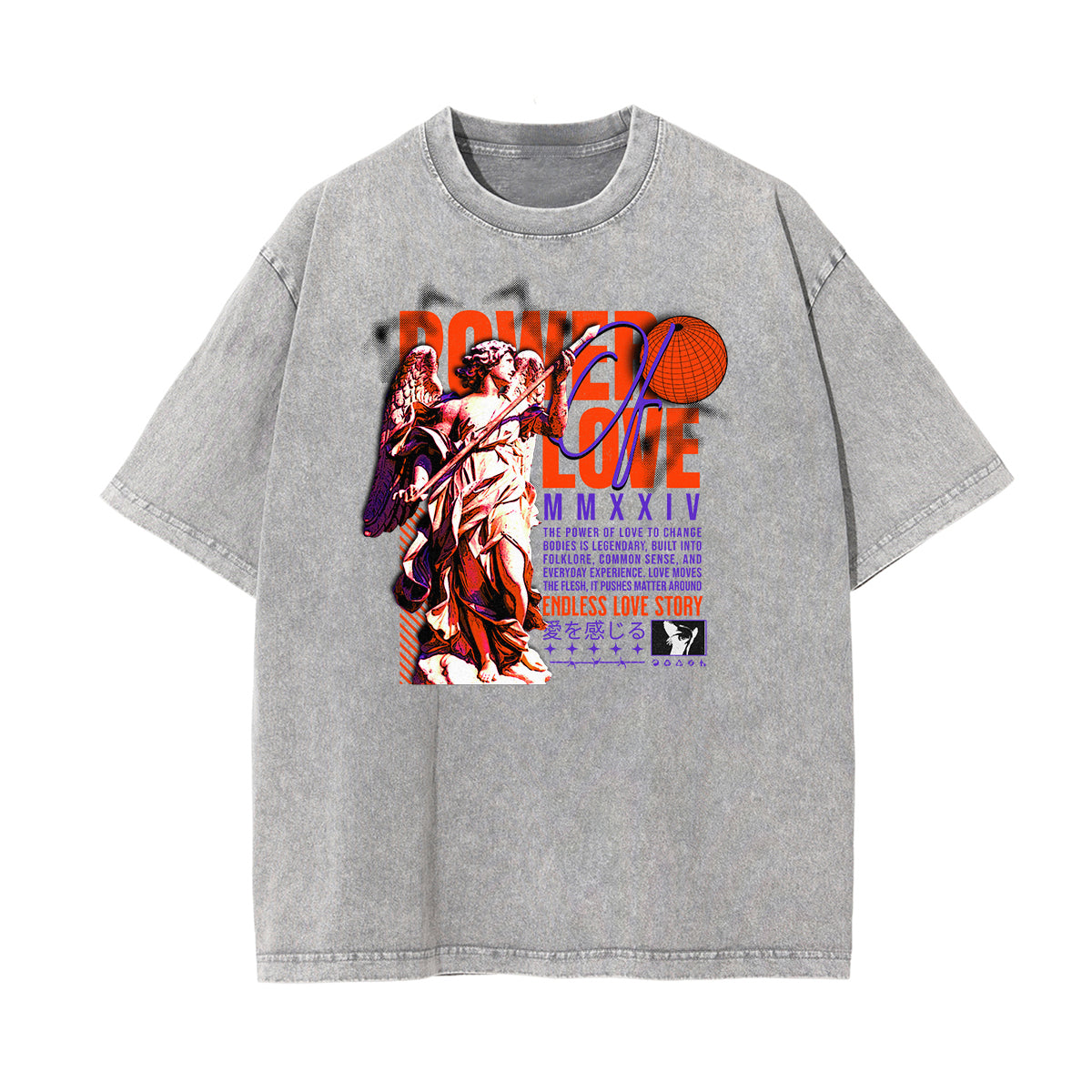 Faded Celestial & Angel Statue Graphic Tee