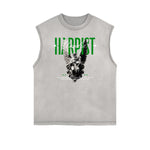 Faded Sleeveless Celestial & Angel Statue T Shirt