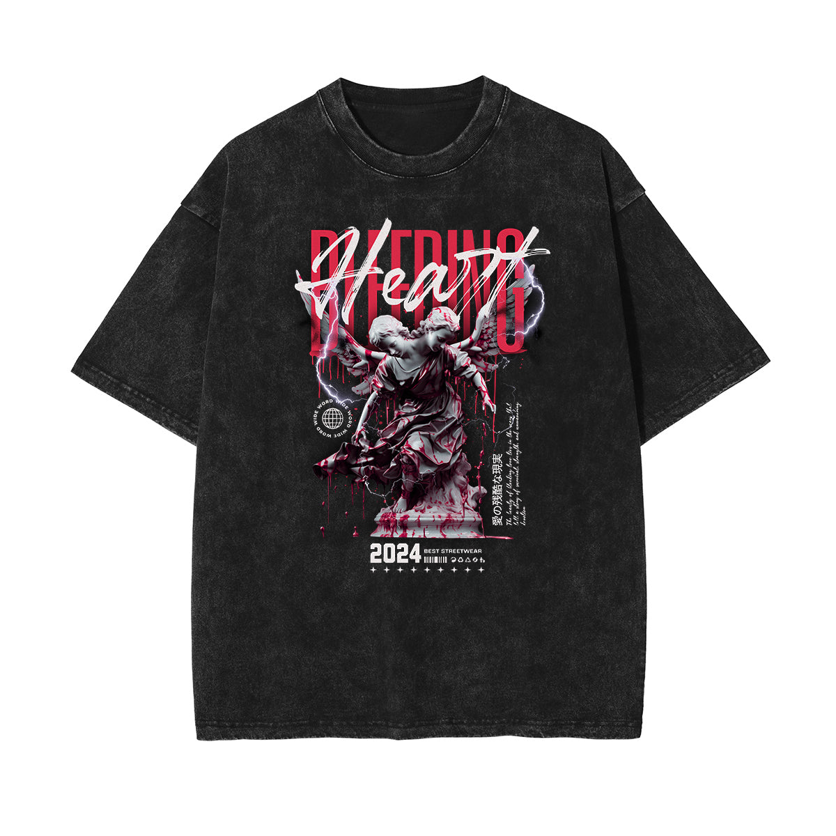 Camiseta con estampado de ángel y celestial descolorido y lavado