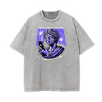 Camiseta con gráficos de ángel y celestial lavados a la piedra