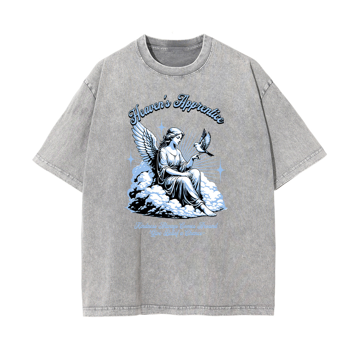 Camiseta con gráficos de ángel y celestial lavados a la piedra