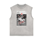Faded Frayed Zeus Graphic Sleeveless Tee