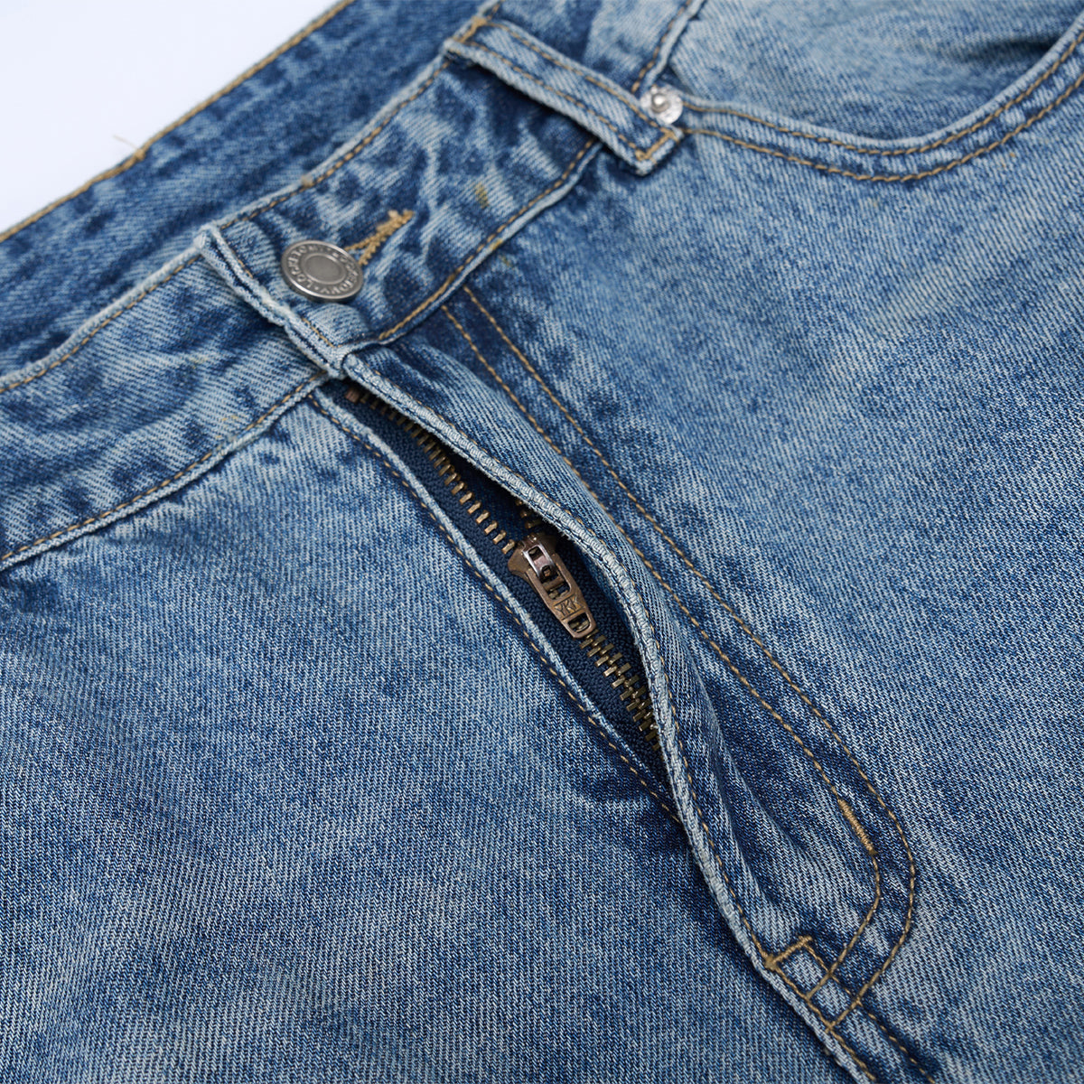 High Waisted Wide Leg Vintage Washed Casual Jeans