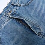 Vintage Washed Light Blue Carpenter Wide-Leg Jeans