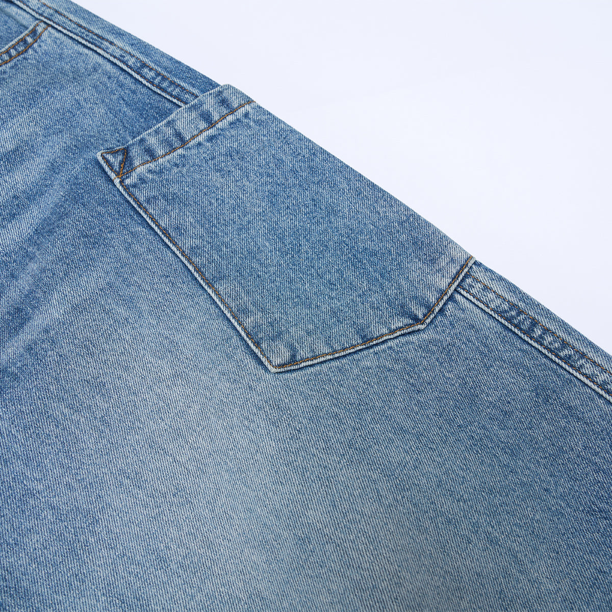 Vintage Washed Light Blue Carpenter Wide-Leg Jeans