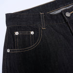 Curved Seam Wide Leg Denim Trousers Dark Indigo Wash