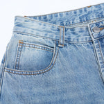 Relaxed Fit Wide Leg Denim Jeans Vintage Washed