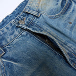 Light Blue Distressed Wide Leg Denim Jeans