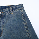 Vintage Contrast Fade Dark Wash Curved Wide Leg Jeans