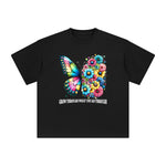 Butterfly & Flowers Slogan Graphic Tee-INNBLAC Fashion Apparel