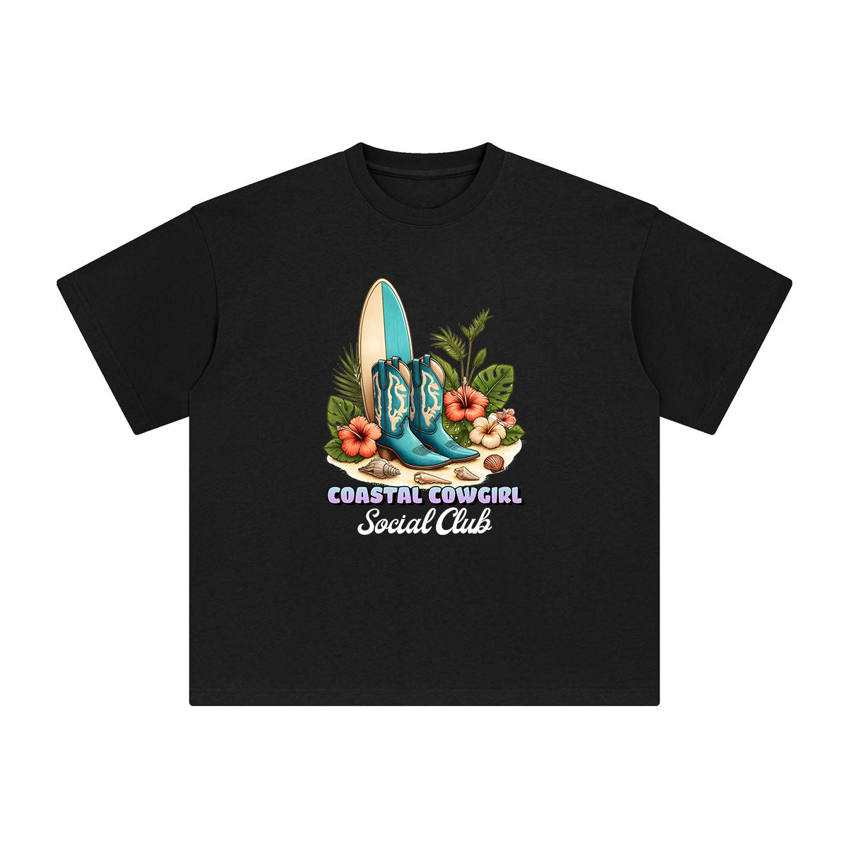 COASTAL COWGIRL SOCIAL CLUB Graphic Tee-INNBLAC Fashion Apparel