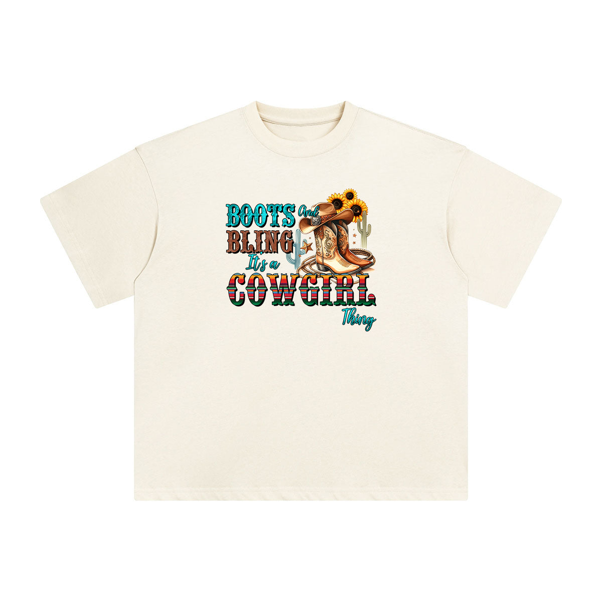 Cowgirl Boots & Sunflowers Graphic Tee-INNBLAC Fashion Apparel
