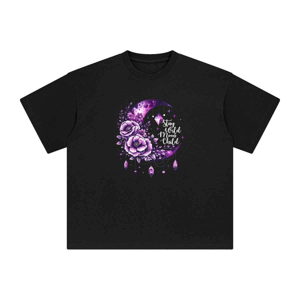 Flower & Crystal Decoration Graphic Tee-INNBLAC Fashion Apparel