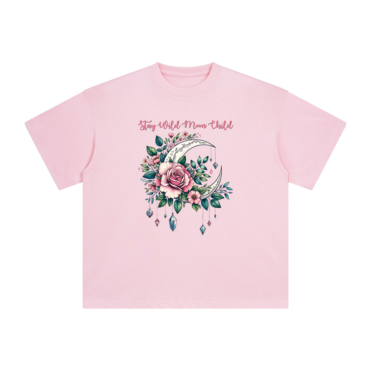 Magic Moon & Flowers Graphic Tee-INNBLAC Fashion Apparel