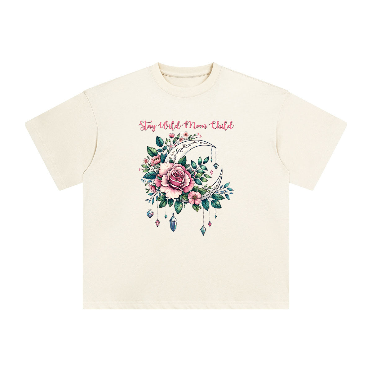 Magic Moon & Flowers Graphic Tee-INNBLAC Fashion Apparel