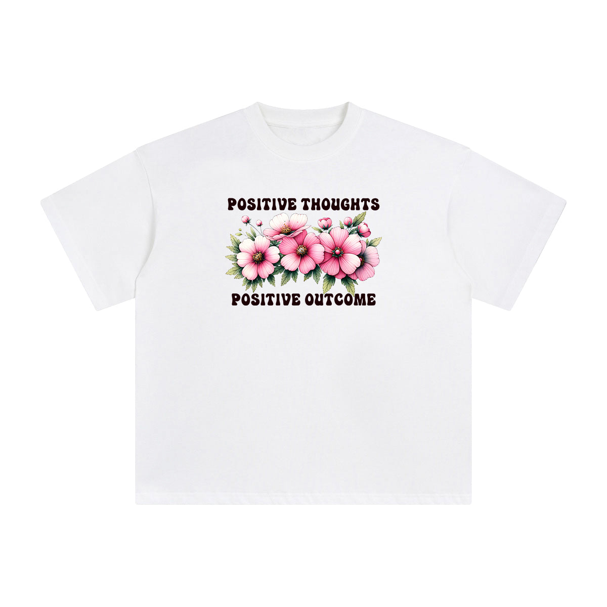 Positive Slogan & Blossom Graphic Tee-INNBLAC Fashion Apparel