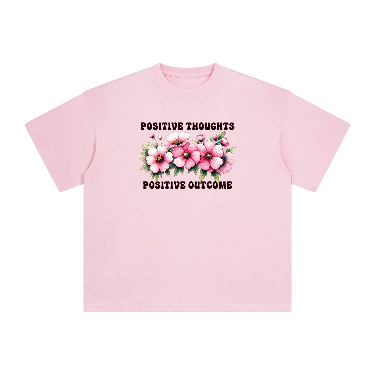 Positive Slogan & Blossom Graphic Tee-INNBLAC Fashion Apparel