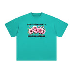Positive Slogan & Blossom Graphic Tee-INNBLAC Fashion Apparel