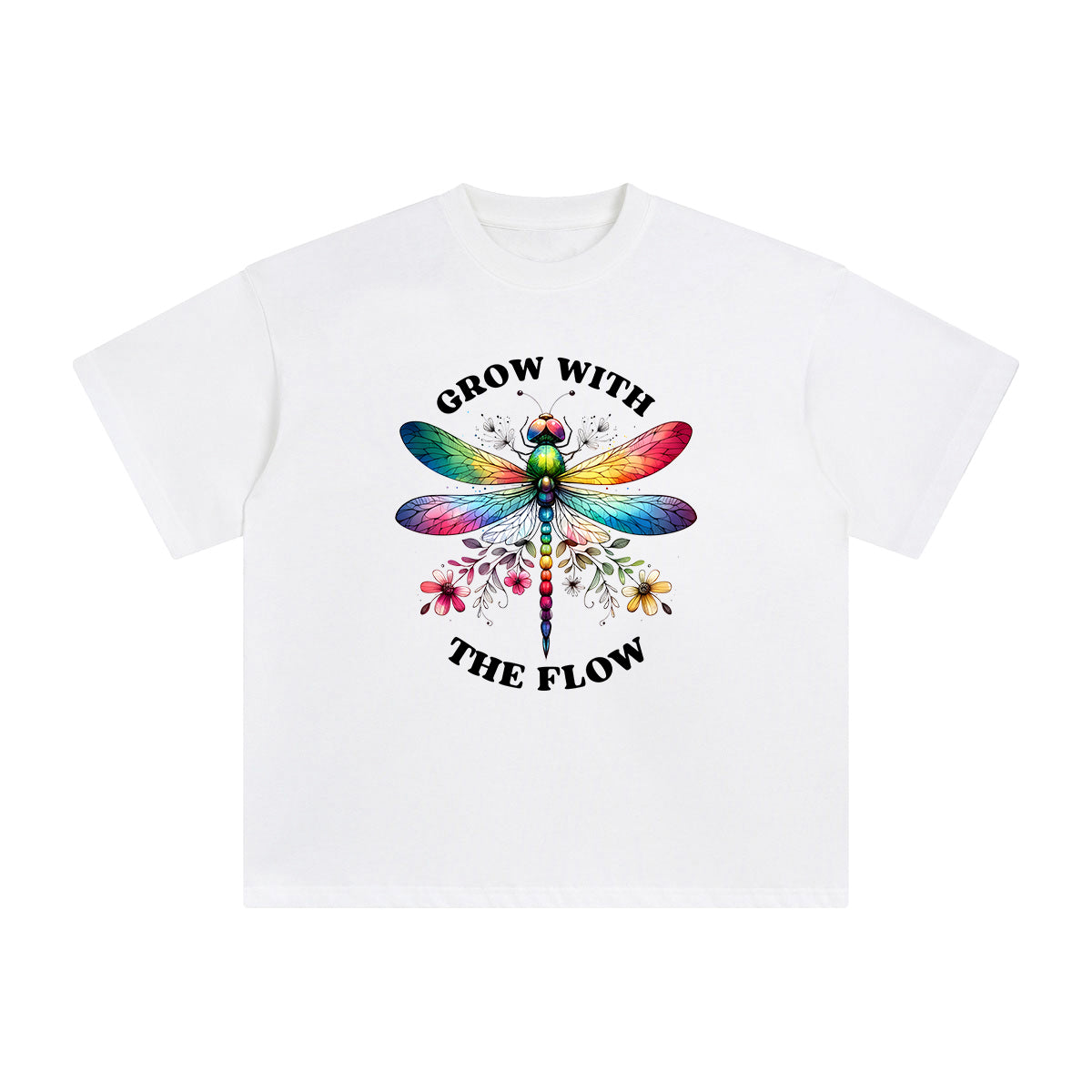 Positive Slogan & Dragonfly Graphic Tee-INNBLAC Fashion Apparel