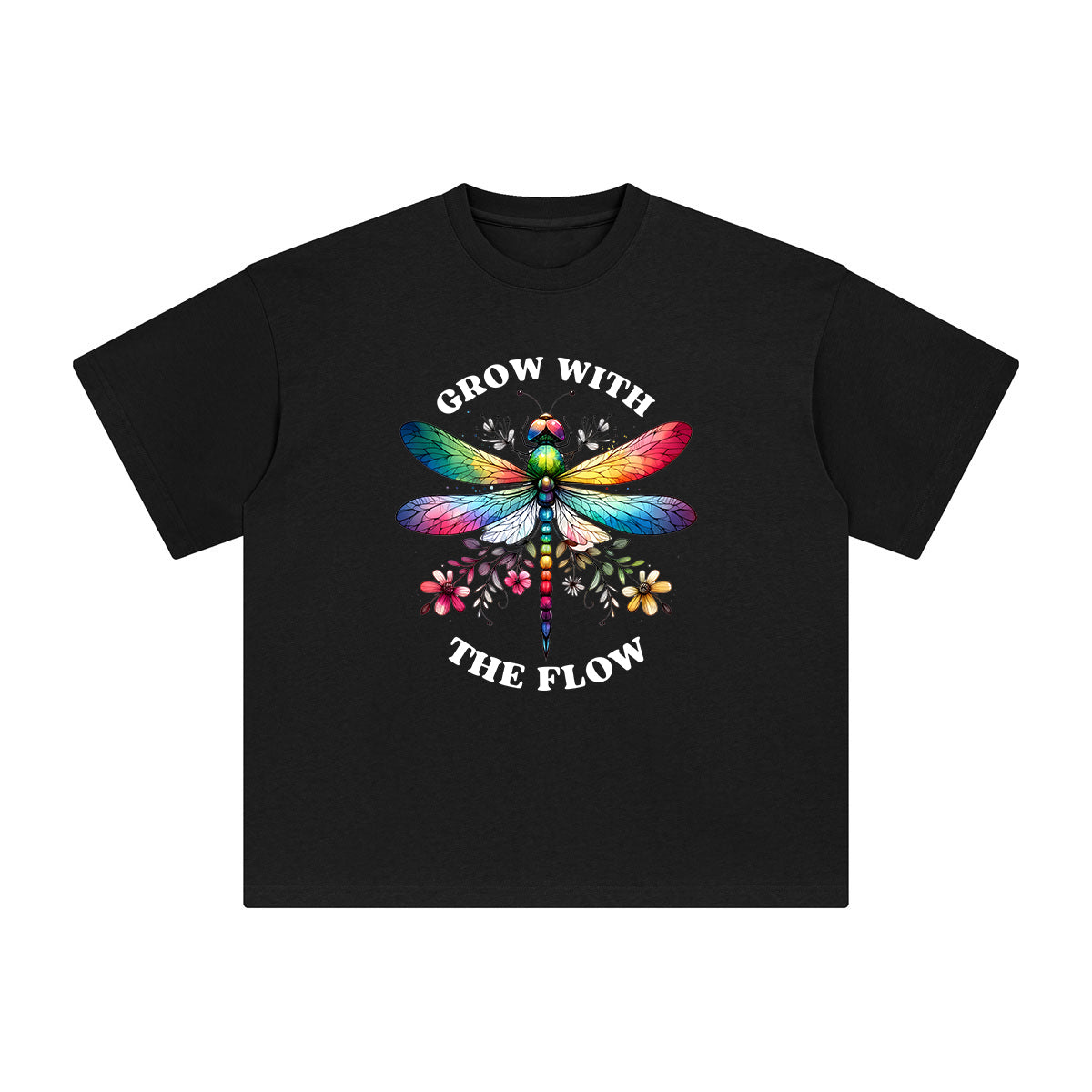 Positive Slogan & Dragonfly Graphic Tee-INNBLAC Fashion Apparel
