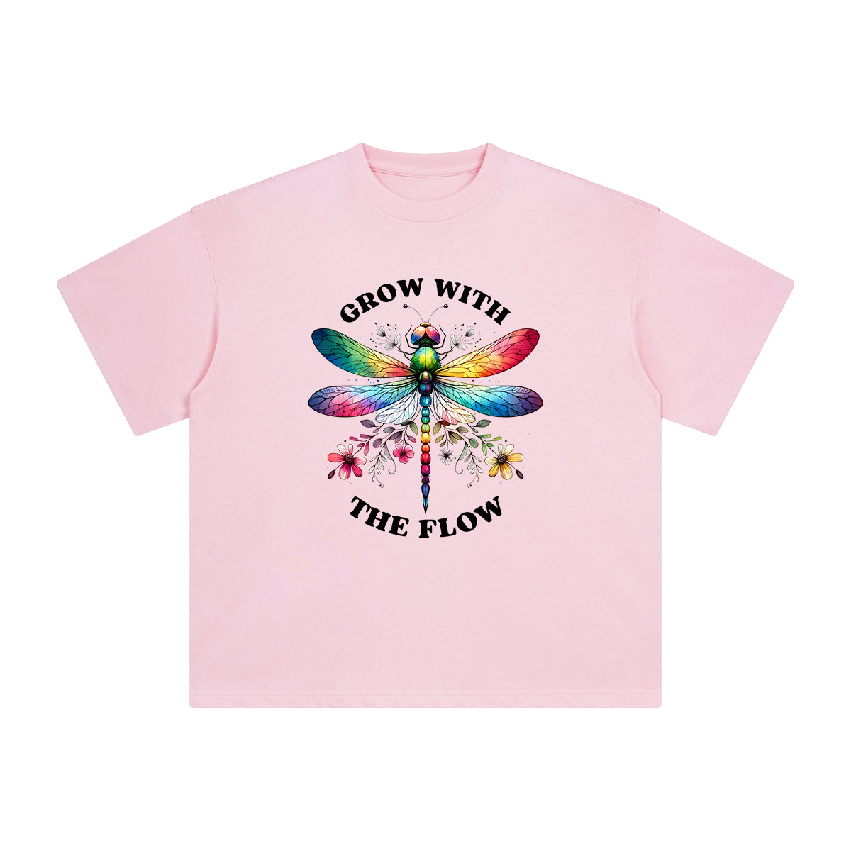 Positive Slogan & Dragonfly Graphic Tee-INNBLAC Fashion Apparel