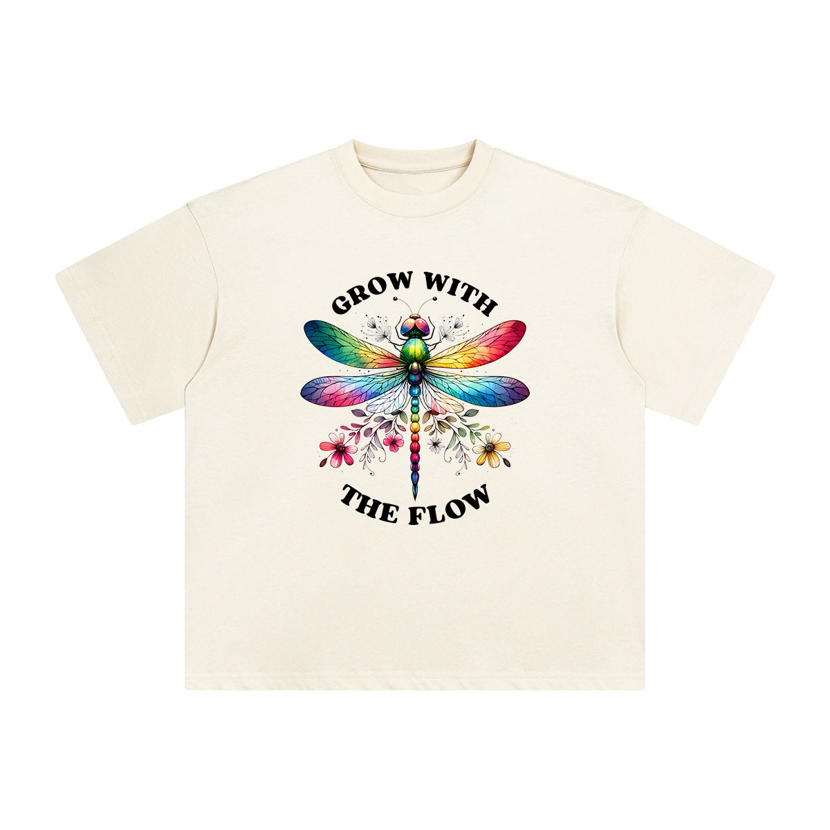 Positive Slogan & Dragonfly Graphic Tee-INNBLAC Fashion Apparel