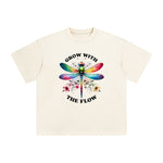 Positive Slogan & Dragonfly Graphic Tee-INNBLAC Fashion Apparel