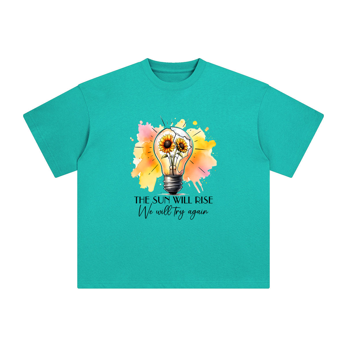 Positive Slogan & Sunflower Graphic Tee-INNBLAC Fashion Apparel