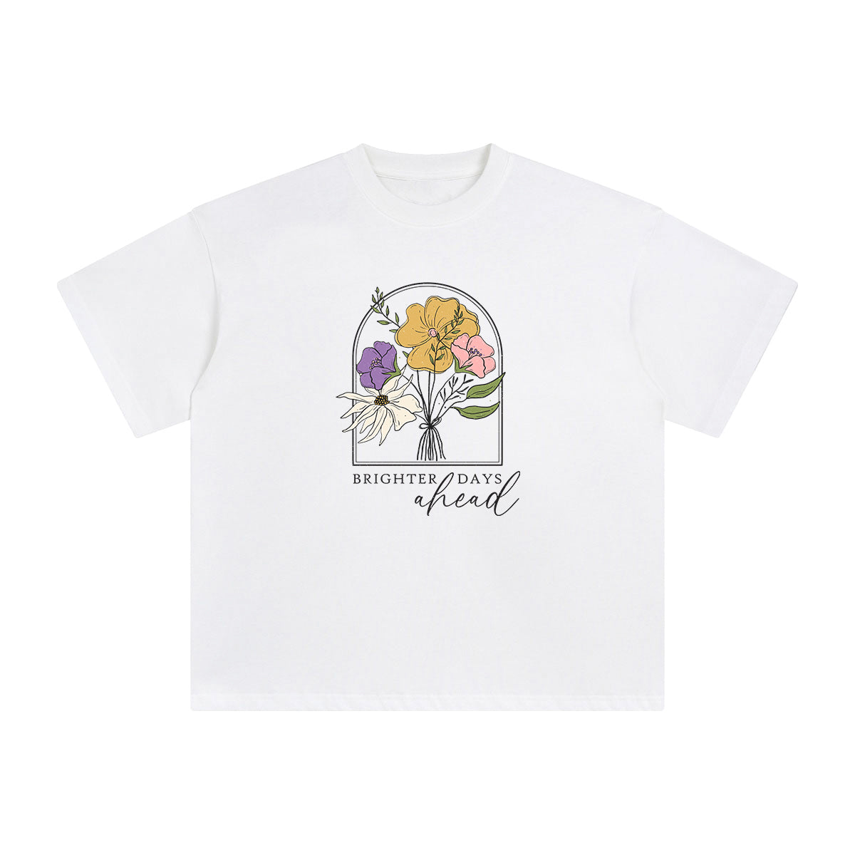 Slogan & Flowers Graphic Tee-INNBLAC Fashion Apparel