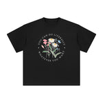 Slogan & Flowers Graphic Tee-INNBLAC Fashion Apparel