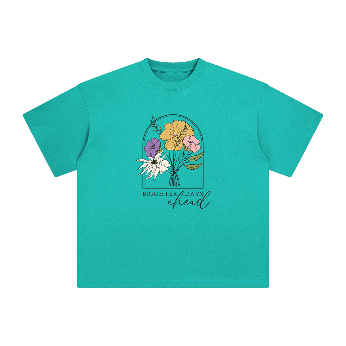 Slogan & Flowers Graphic Tee-INNBLAC Fashion Apparel