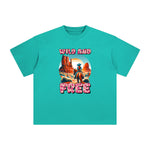 WILD AND FREE Cowboy Cartoon Graphic Tee-INNBLAC Fashion Apparel