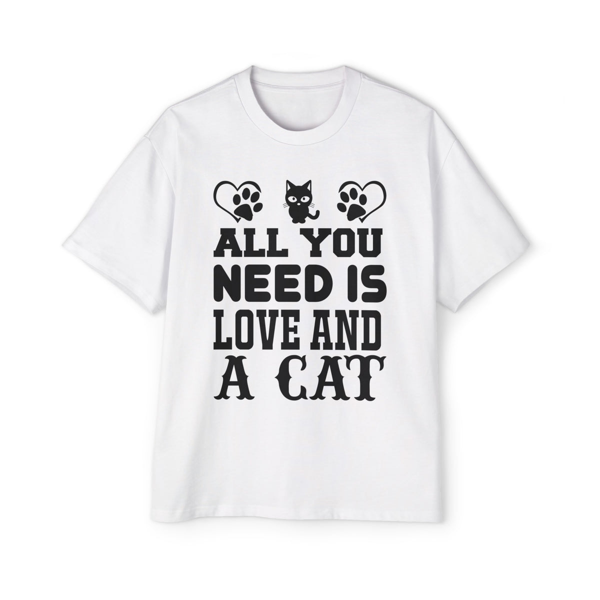 ALL YOU NEED IS LOVE AND A CAT Slogan Tee-INNBLAC Fashion Apparel