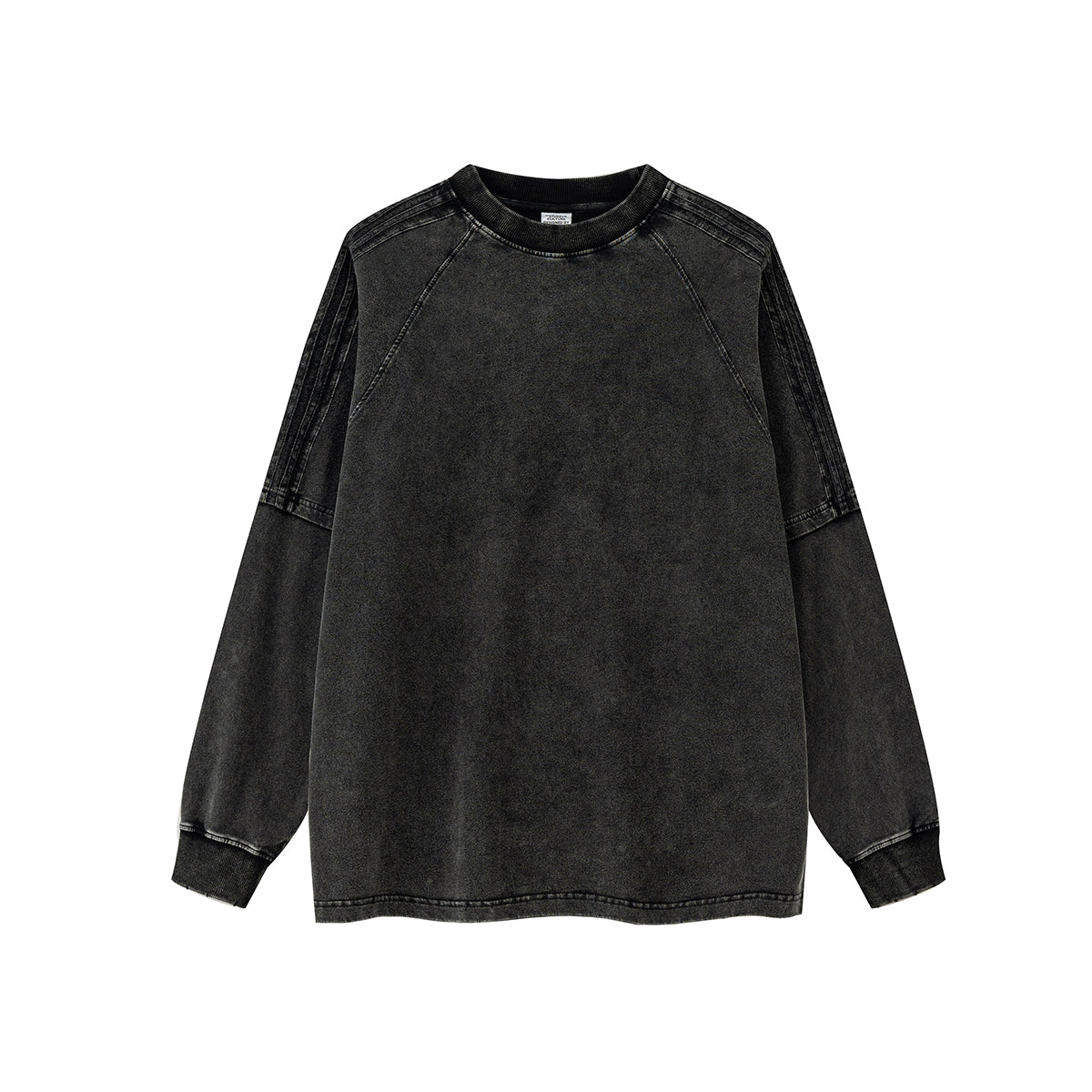Acid Wash Distressed Long Sleeve Tshirt-INNBLAC Fashion Apparel